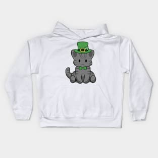 St Patrick Black Tabby Kitty Kids Hoodie